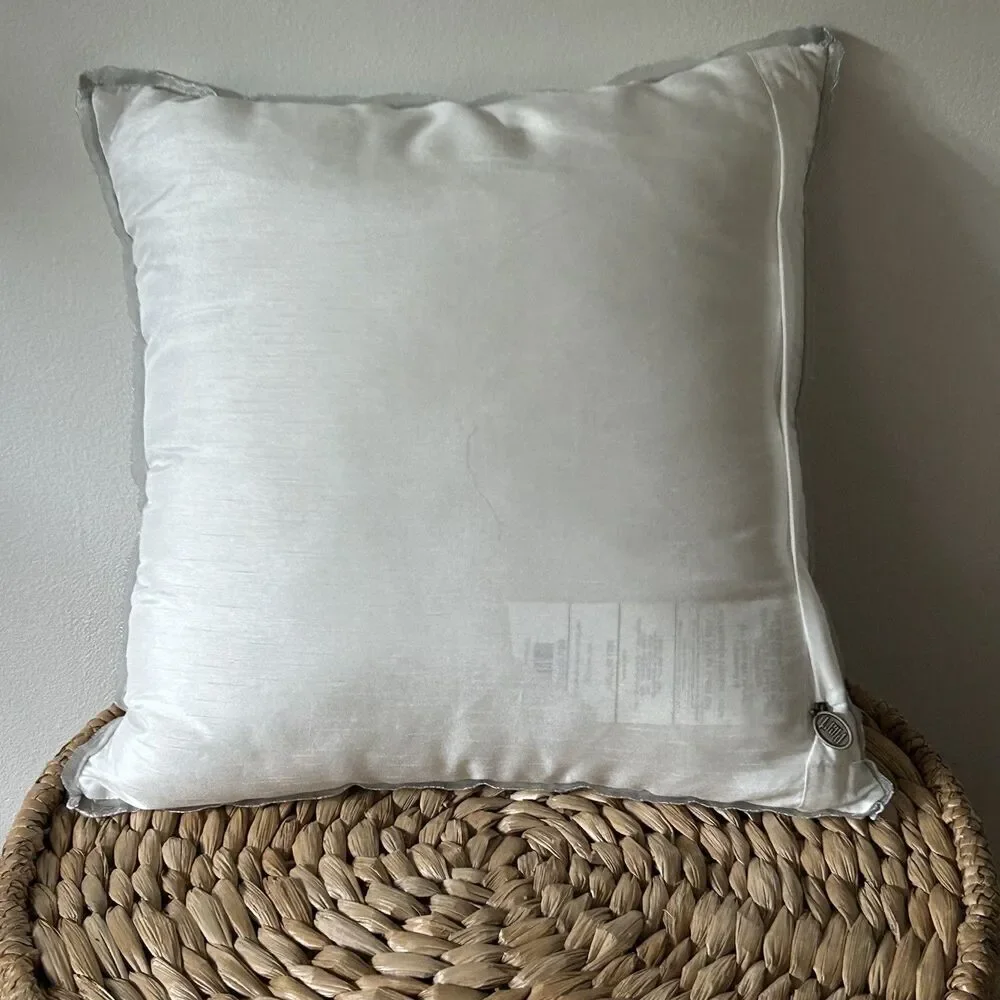 Pier 1 Imports Pillow Beaded Rhinestone Snowflake Decorative Throw Silver White